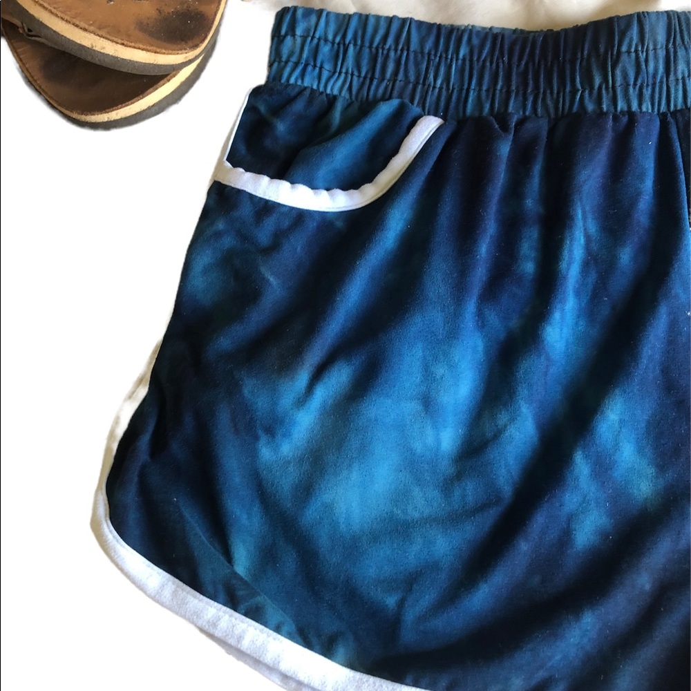 Y2K style Blue 💎 Navy Galaxy Tie Dye Retro Shorts Med Women Teen SOFT M - Picture 6 of 8